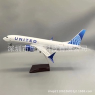 47cm United 737 Scale 1: 85 B737-MAX8 United Airplane Model with Light and Wheel Out of Print Model