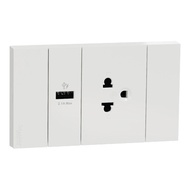 Schneider Electric A70426USB_UST_WE เต้ารับเดี่ยว 3 ขา + USB 1 ช่อง พร้อมหน้ากาก สีขาว AvatarOn A