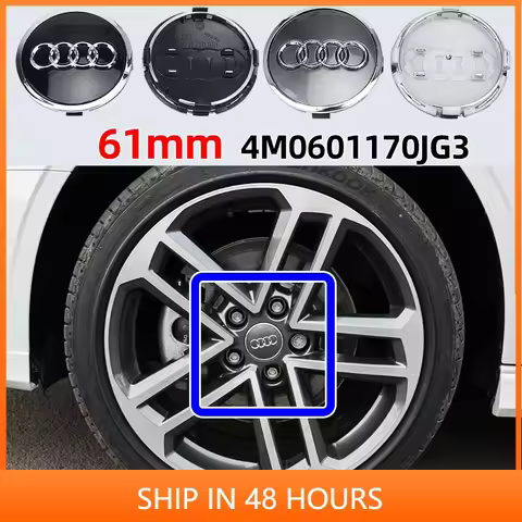 4pcs Black Gray 61mm For Audi A3 A4 A5 A6 A7 A8 S4 S6 Accessories Car Styling Wheel Center Cap Emble