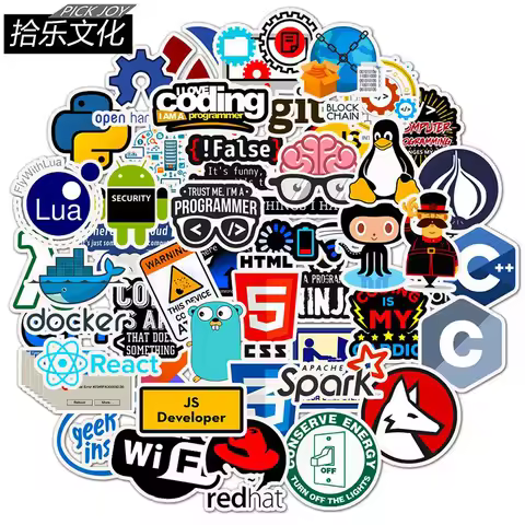 50 PCS Programming Language Stickers Internet Html Software Waterproof Sticker for Geek Hacker Devel