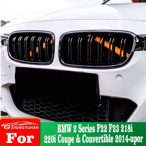For BMW 2 Series F22 F23 218i 220i Coupe & Convertible 2014-up 2 pieces Car Front Grille Cover Trim 