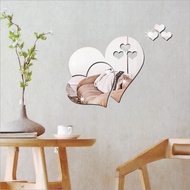 JM209 Heart-shaped mirror wall stickers background living room decorative wall stickers acrylic mirror wall sticker