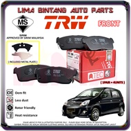 Perodua Viva  Viva Elite Front Brake Pads Disc Brake Pad  Rear Brake Lining Shoe TRW *Original*