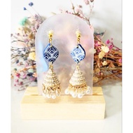 colourful jhumki earrings pearl gold diamonds jimikki diwali Indian jewelr