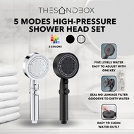 5 Modes High-Pressure Adjustable Shower Head Set [ Detachable Filter Stop Easy Installation Multi Function Spa Nozzle ]