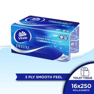 Vinda Deluxe Smooth Feel Toilet Tissue 3 Ply (16 Rolls / 20 Rolls) -Vinda Toilet Roll