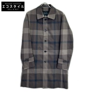 Black Label Crestbridge 棕色科技羊毛 Crestbridge 格紋立領大衣，M 碼 [二手]