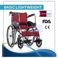 i-Aged Medical Hospital Lightweight Basic Wheelchair - Kerusi Roda RED