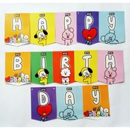 Banner bunting garland flag writing happy birthday birthday character bt21 bt 21