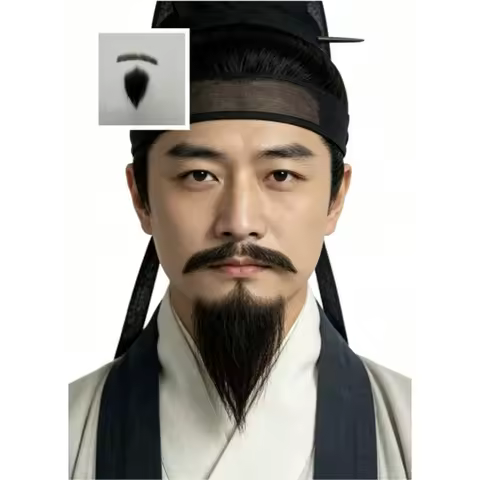 Latest Yak Hair Face Fake Beard Black Color Lace Fake Mustache for Men Drama/Party/Movie Heatrical/H