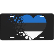 Estonia Estonians Heart Shaped Flag License Plate for Men Women Personalized Decorative Car Front Ba