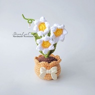 DreamLyn Craft Lily Of The Valley Crochet Flower Ribbon Pot