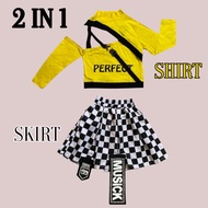 SLVIA 2 in 1 hip hop perpect girls dance plaid skirt set for children aged 3 to 14 years hip hop kid