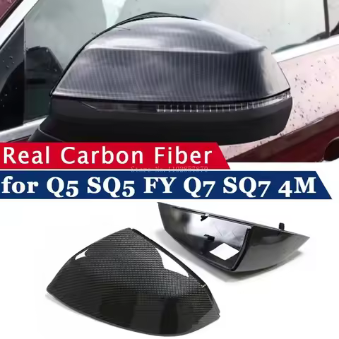 Real Carbon Fiber Rearview Mirror Cover for Audi Q5 FY SQ5 2018-2025 Q7 4M SQ7 Side Mirror Shells Fr