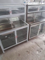 ตู้ครัวอลูมิเนียม 100 CM / TOP อ่างสแตนเลส , TOPเรียบ กระเบื้อง