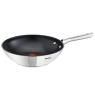 Tefal Duetto Stainless Steel Induction Nonstick Wok Pan (28cm) Dishwasher Safe No PFOA Silver