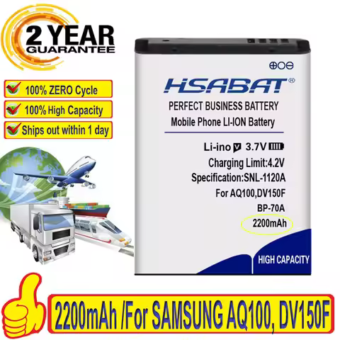 Top Brand 100% New BP-70A BP70A Battery for SAMSUNG AQ100 DV150F ES65 ES67 ES70 ES71 ES73 ES74 ES75 