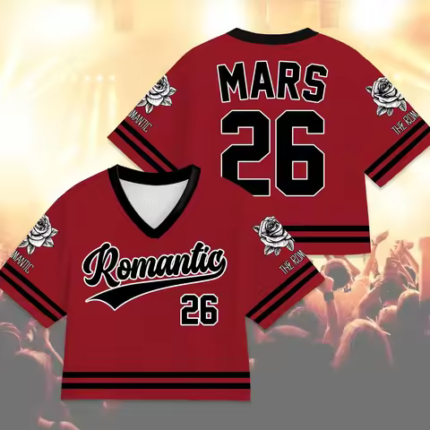 2026 Romantic Journey V-neck Football Jersey Inspired By Bruno Mars Concert Fan T-shirt Quick Drying