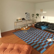 Navy Striped Area Rug Vintage Design Carpet for Living Room Easy to Clean Non-Slip Home Decor