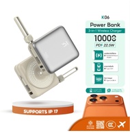 UKIKI Power Bank 3 in 1 พาวเวอร์แบงค์ ชาร์จไร้สาย 10000mAh ชาร์จเร็ว 22.5W แบตสำรอง รุ่น K06 (CCC & 