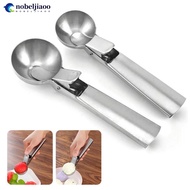 NOBELJIAOO Stainless Steel Spring Loaded Ice Cream Scoop Professional Gelato Scoop Melon Baller Cook