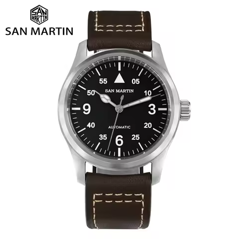San Martin 37mm Pilot Watch For Men 8215 Retro Mechanical Wristwatch Military Clock Automatic Waterp