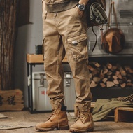 Jereno American Cargo Pants Men's Trendy Straight Loose plus Size Ankle Banded Pants Handsome Multi-Pocket Casual Pants Men