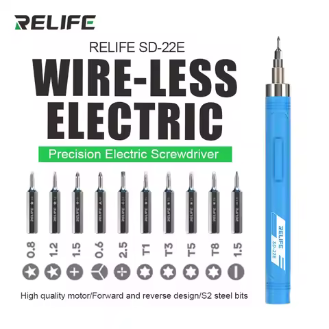 RELIFE SD-22E Precision Electric Screwdriver 10 Pcs S2 Alloy Steel Bit Screwdrivers Type-C Charging 