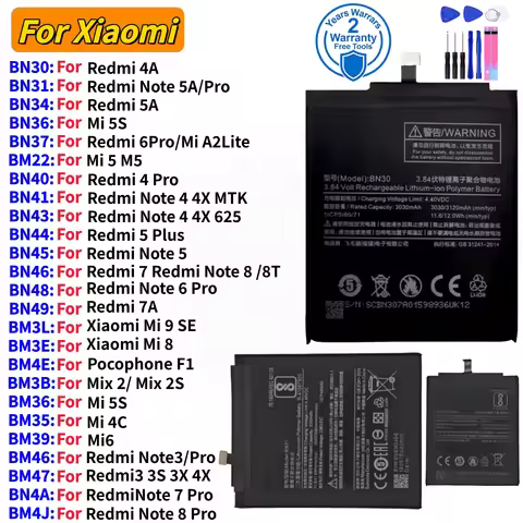 100% Original For Xiaomi Mi Redmi Note Mix Max 2 3 3S 3X 5 5A 5S M5 6 6A 4 4X 4A 4C Mi6X 7 7A 8 9 MI