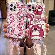 For Samsung A17 A16 A06 A07 A55 A54 A05s A04s A04e A03s A15 A12 A14 Pink Bear Wavy Case