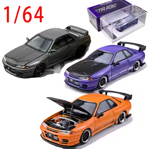 FH Diecast Car 1/64 Scale Nissan Skyline GTR R32 Racing Car Model Alloy Nissan GTR R32 Top Secret Su