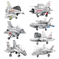 Military Series WW2 Mini Q Version Armed Aircraft Building Blocks F22 F35 Fighter Carrier Airplane B