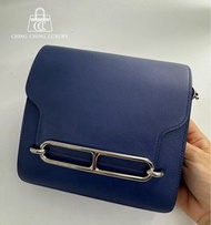 Hold🌈Hermes💙Mini Roulis 19💙藍色銀扣🌟98.5新🌟evercolor皮🌟miniroulis🌟roulis19🌟roulis🌟愛馬仕🌟