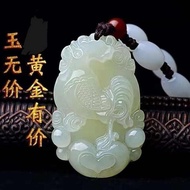 rantai leher lelaki rantai Twelve 12 Zodiac Hetian Jade Color Natural Jade Pendant Men Women Benming