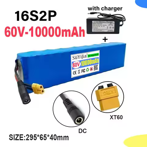 60V 16S2P 18650 Lithium-ion Battery Pack 67.2V 10000mAh Electric Scooter with BMS 1000W BMS XT60/T P