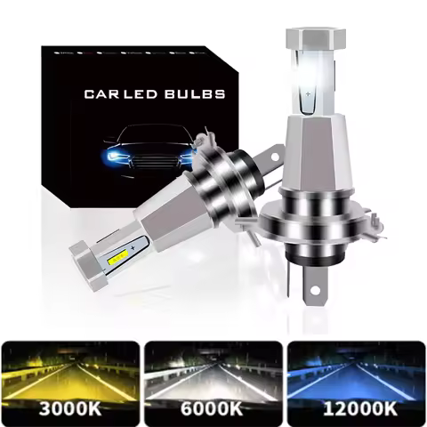 2Pcs H7 LED H4 3Sides Car Headlight Bulbs 120W 30000LM 6000K CSP For Auto Lamps Turbo Led Car Access