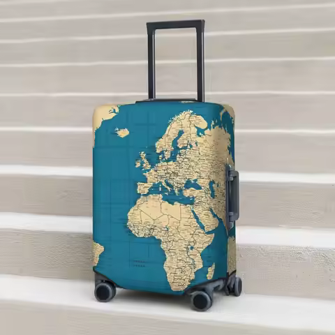 World Map Suitcase Cover Cities Roads Lakes and Rivers Holiday Business Useful Luggage Case Protecto