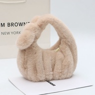 Furry Bag Female Furry Bag Solid Color Pleated Clutch Cloud Bag Plush Handbag