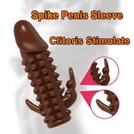 Spike 7 inches Extender G spot Sex Spike Enlargement Penis Sleeve With Solid Glan for Men Big Dotted Particles Extender Cock Penis Sleeve with Spike and Bolitas for Men for Penis Sex