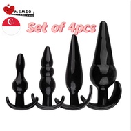 (SG Seller) 4pcs Set Soft Silicone Anal Plug Prostate Anal Beads Butt Plug Anus Dilator Sex Toys for Men Women Anal Toys