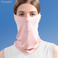 Summer Mesh Face Mask Breathable Ice Silk UV Protection Face Cover With Neck Flap Adjustable Outdoor Shield