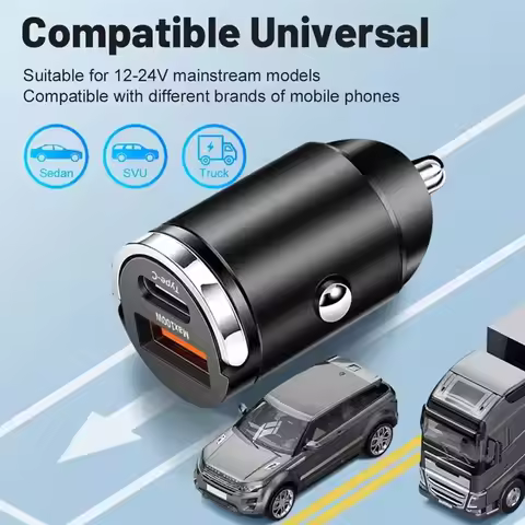 QC3.0 PD Car Charger 5A Fast Charing 2Port 12-24V Cigarette Socket Lighter 100W / 200W Car USBC Char