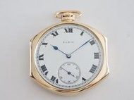 ELGIN 愛琴 愛爾金 愛爾琴 特殊造形琺瑯瓷面手動機械古董懷錶