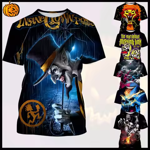 Summer hot selling fashion crazy clown 3D printed T-shirt casual rock hip-hop short sleeved T-shirt