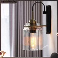 [rosemar1]Retro Glass Wall Lamp 85-165v Waterproof Clear Waves Glass Shade Decorative Wall Lamp for 