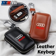 Audi Leather Car Key Pouch Key Storage Bag Multi-Function Zipper Key Pouch for Audi A3 8l 8Y A1 Q5 T