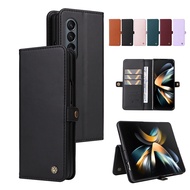 flip leather Case Samsung z fold 4 fold 3 fold 5 5G Casing PC Phone Case card fold4 case Side buckle