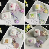 Cute for Sony WF-1000XM4 /1000XM3 Case Cartoon bear / flower Silicone Earphone Transparent cover with Keychain