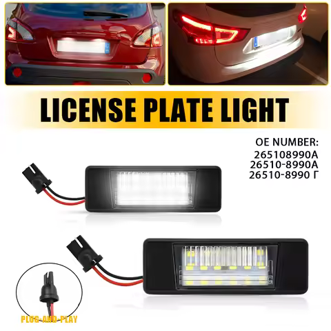 2Pcs/Set LED License Plate Number Light For Nissan almera Armada Dualis juke Kicks Latio NP300 Navar