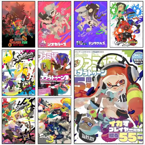 Game S-Splatoon 3 Poster Self-adhesive Art Waterproof Paper Sticker Coffee House Bar Room Wall Decor